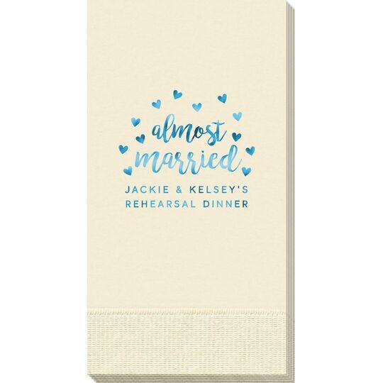 Confetti Hearts Almost Married Guest Towels